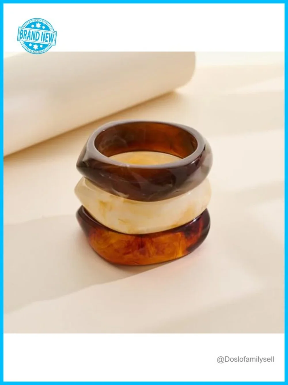 Chunky Resin Bangle Bracelet Set - 3 Stackable Acrylic Bracelets